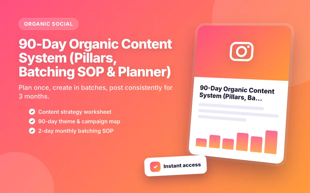 90-Day Organic Content System (Pillars, Batching SOP & Planner)
